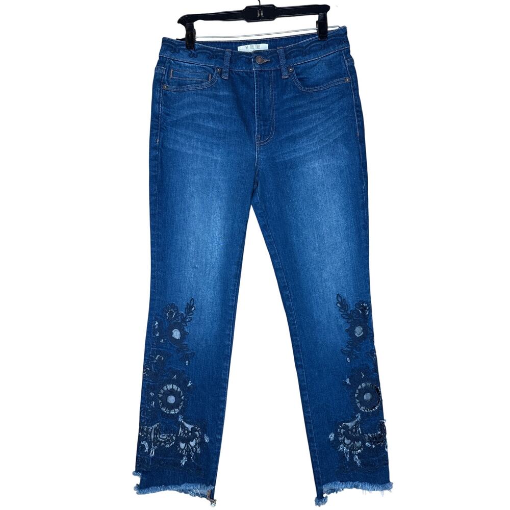 We The Free by Free People Embroidered Eyelet Frayed Crop Jeans  Size 28